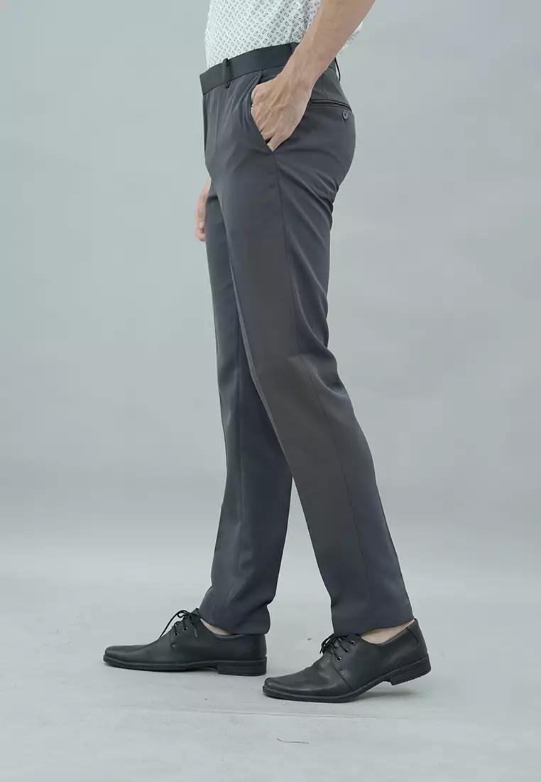 Johnwin - Celana Formal Pria - Harington Pants - abu - Polyester - Slim Fit - F.1010.010.103.C