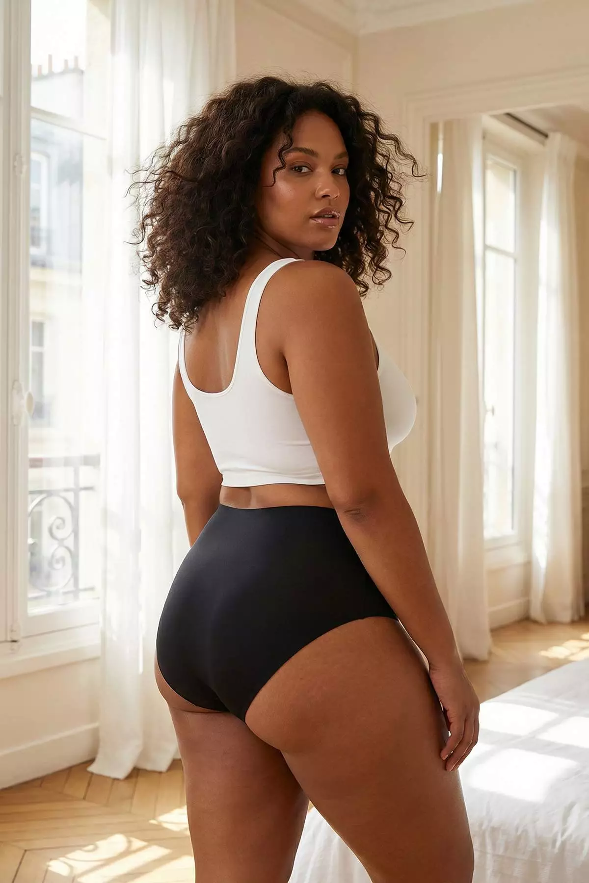 Black 6-Pack Micro Stitch-Free /Non-Marking L Laser Cut High Waist Hipster Knitted Panties Tbbss26Cm00013