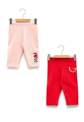 LC WAIKIKI pink Elastic Waist Baby Girl Leggings 2 Pieces B0588KAE739088GS_1