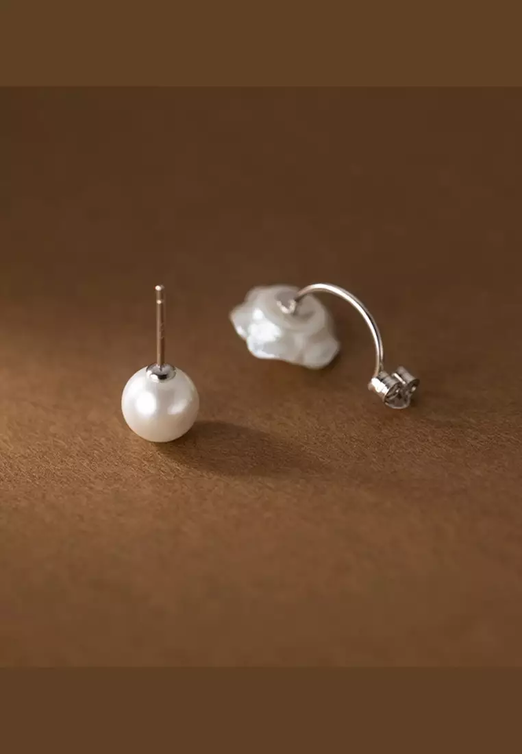 925 Silver Rose Faux Pearl Earrings JW AR-M02415