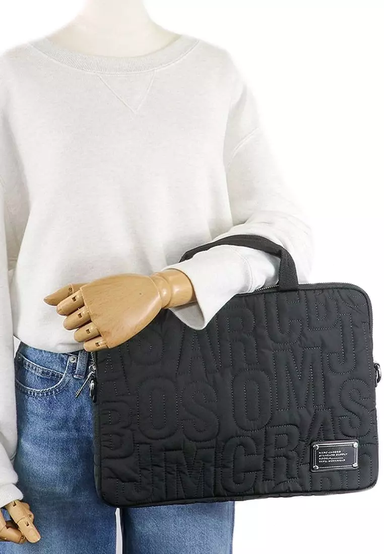 Nylon Jumbled Logo Workwear Laptop Bag in Black 4S4SCP001S02