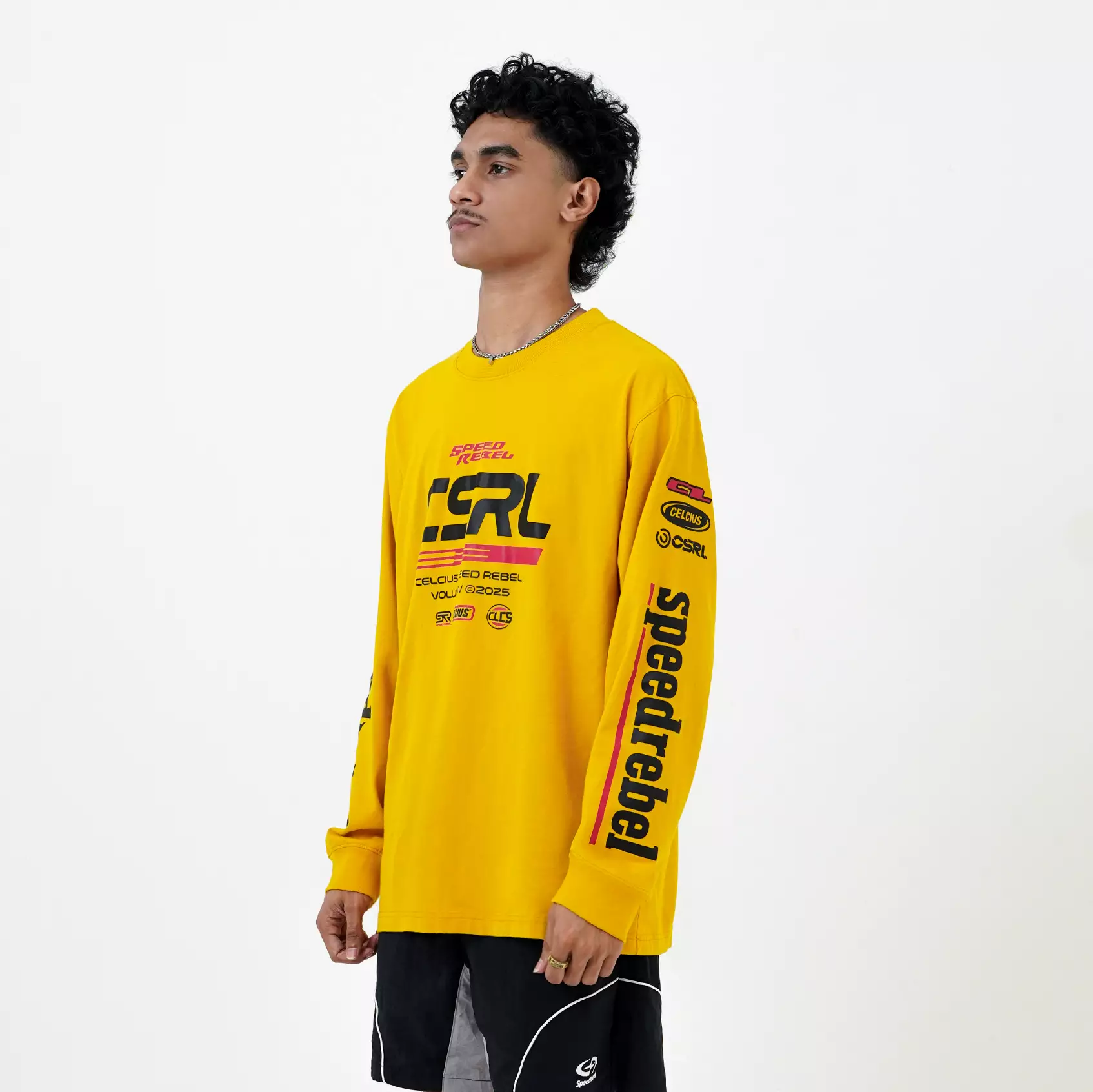 CELCIUS Speed Rebel Washed Team Longsleeve T-Shirt LIN001396C Kuning