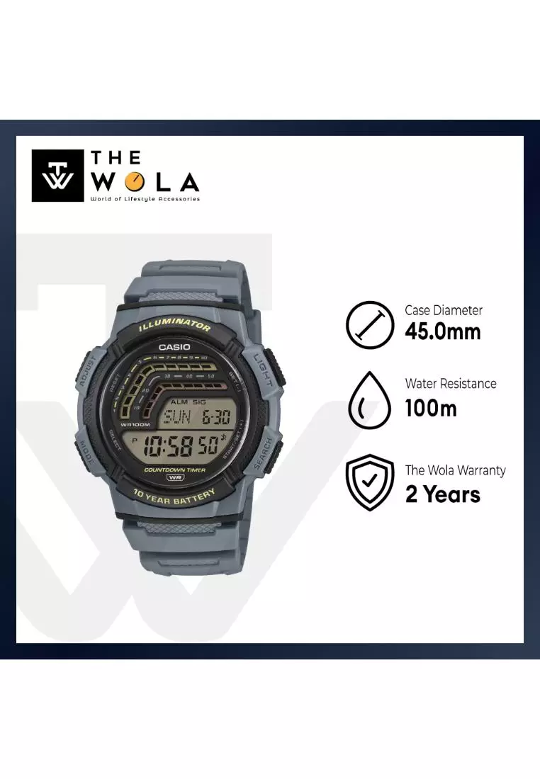 WS-1800-2AV Men Digital Watch Grey Resin Band