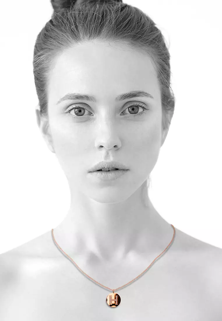 Solid 925 Sterling Silver Initial Alphabet Personalised Disc Necklace- H