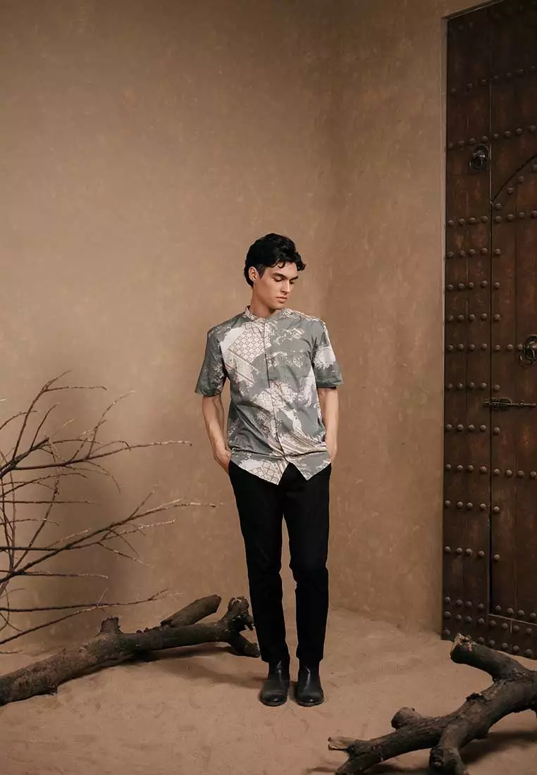 LARUSSO Khair Collection - Kemeja Koko Printing Pria Lengan Pendek - Kuppa