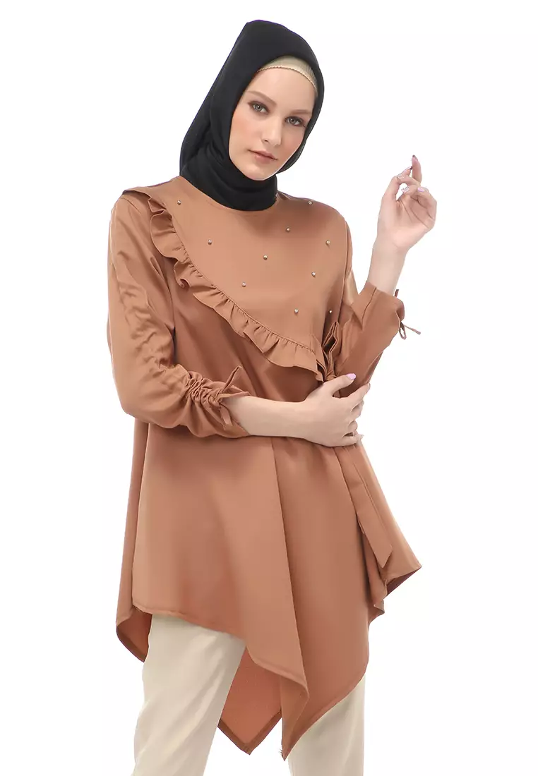 Ketrin Tunik Muslimah Atasan Wanita Polos Long Sleeve Regular Fit - Milo