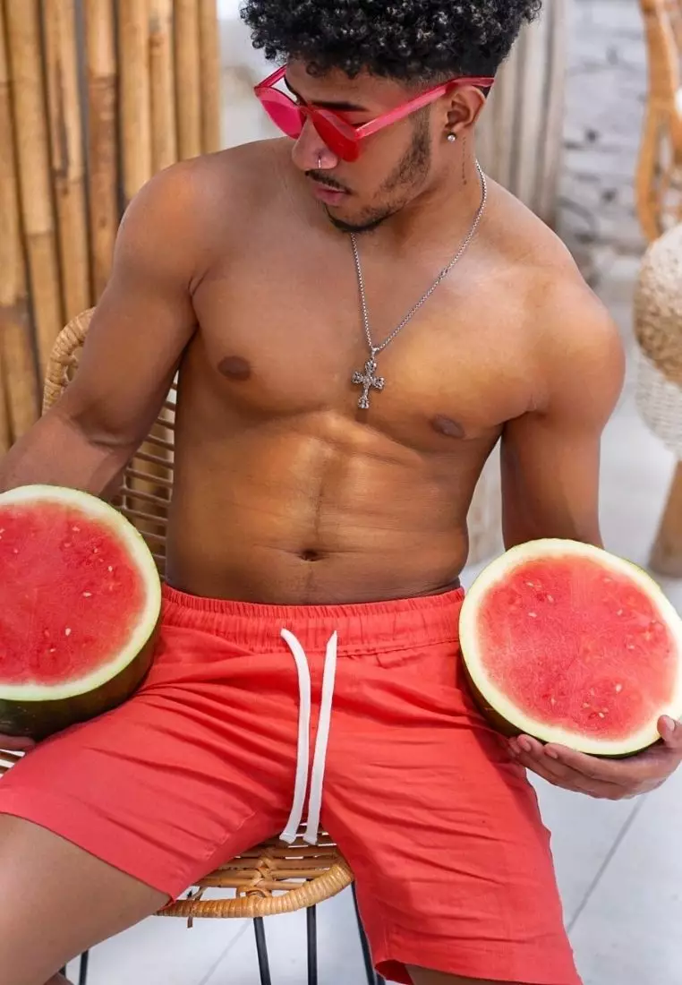 Watermelon Set Kemeja Celana Linen Pria Pink | Linen Set Men Pink