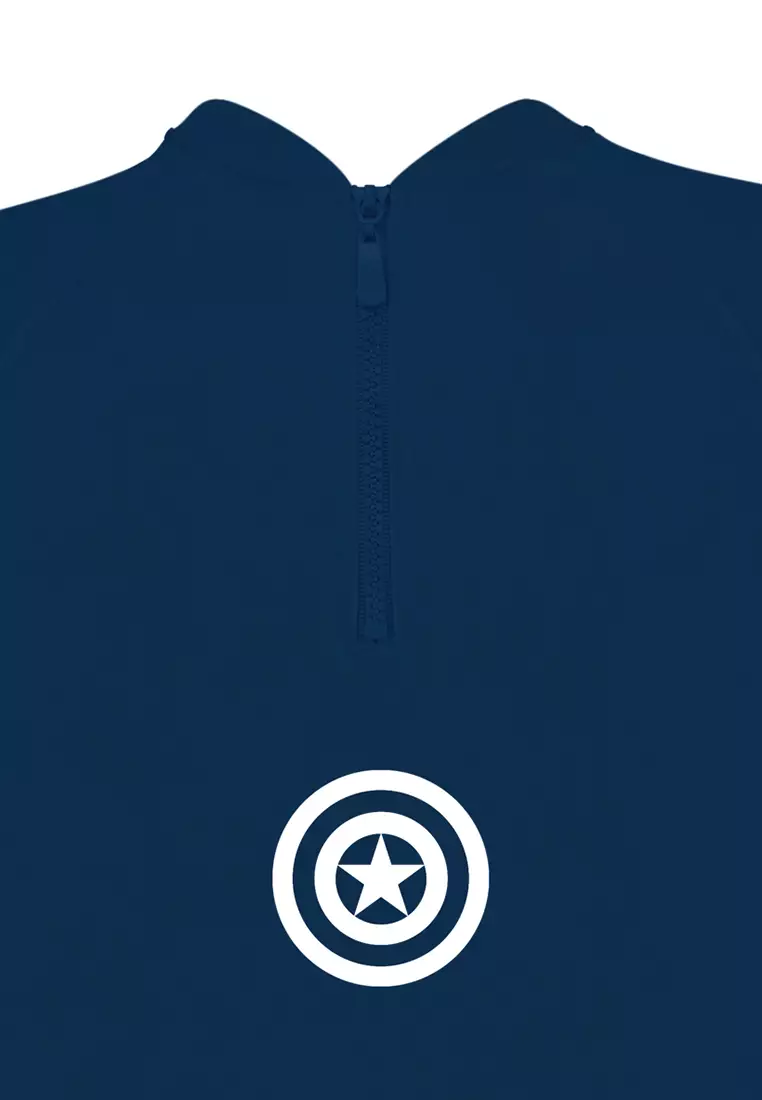 Captain America Long Sleeved Rashguard With UPF 50 Boys Kid Swimwear