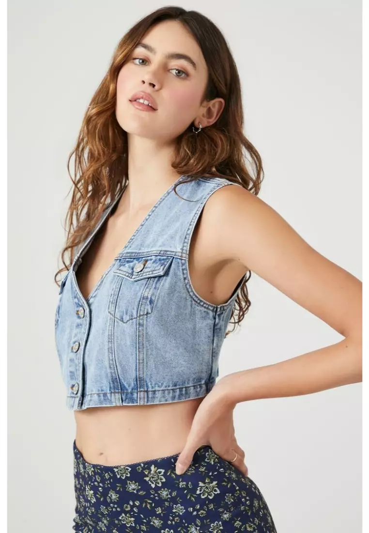 Cropped Denim Vest