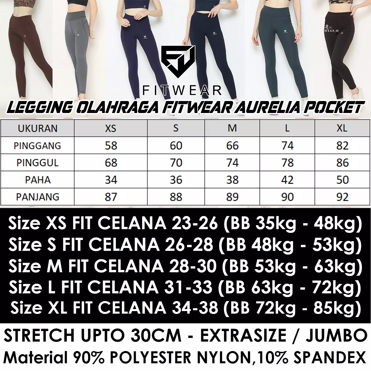 FITWEAR - AURELIA JUMBO SPORT LEGGING PART II - BLACK