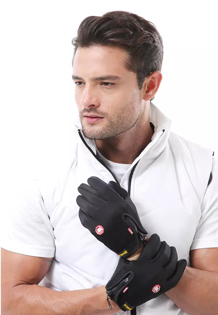 Ellard Sarung Tangan Motor Sepda Unsiex Gloves Windproof Anti Slip Material Cotton ORIGINAL - Black