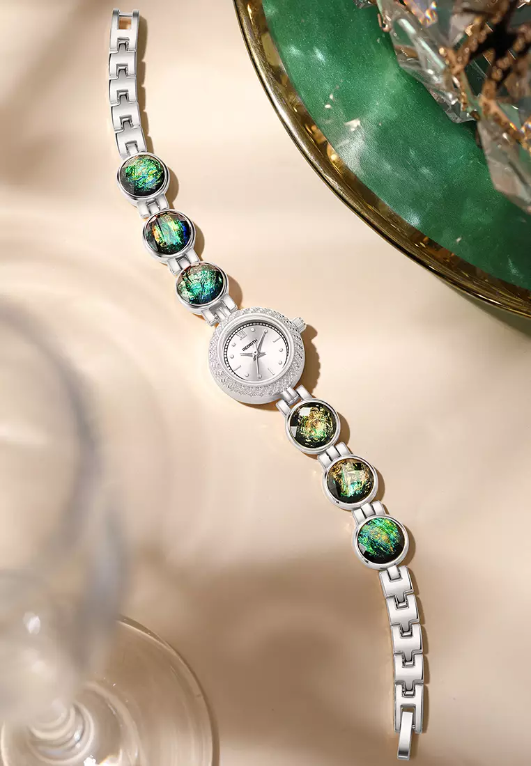 Jam Tangan Wanita Anti Air Original Korea Elagent Jam Gelang Style Vintage Jam Tangan Cewek silver