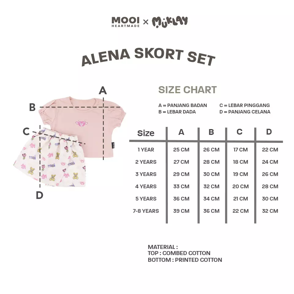 Mooi X Muklay Setelan Anak Perempuan Alena Skort Set - Black