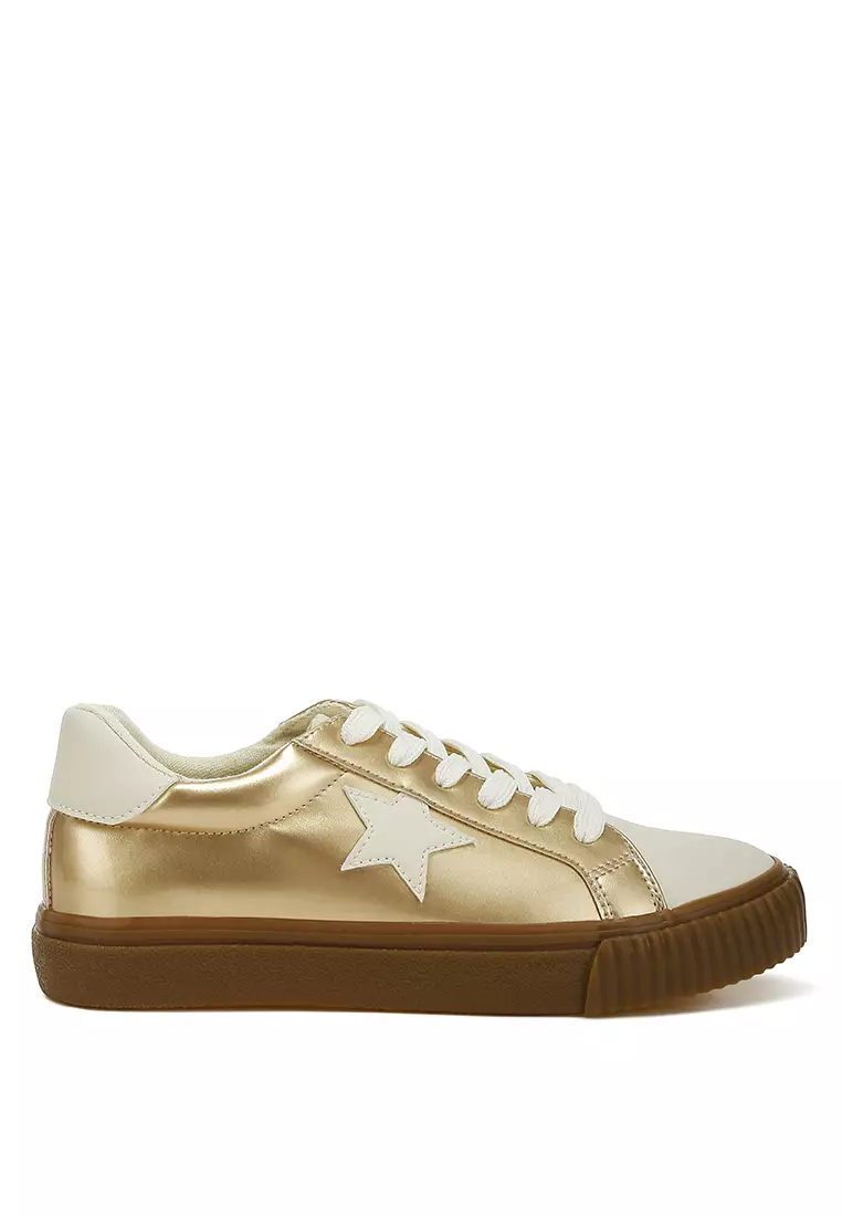 Buy London Rag Metallic Faux Leather Star Sneakers in Gold 2025