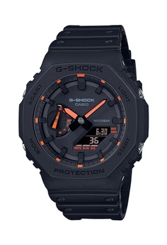 G-SHOCK Casio G-Shock Men's Analog-Digital Watch Neon Series TMJ Carbon Core Guard Black Resin Sport Watch GA-2100-1A4