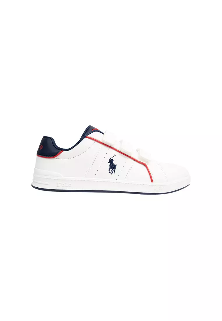 Discount on Polo Ralph Lauren  shoes - SKU: Heritage Court Iii Ez Sneaker- White/Navy (595100)