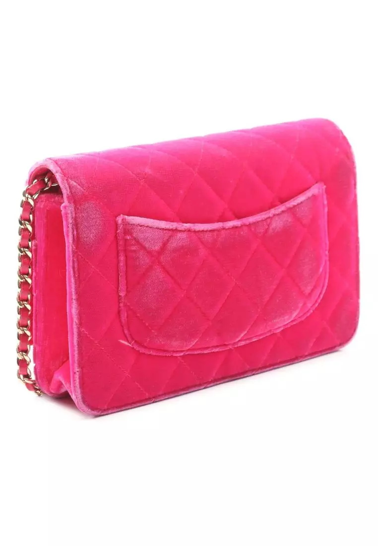 Pre-Loved Chanel Cc Quilted Velvet Wallet On Chain