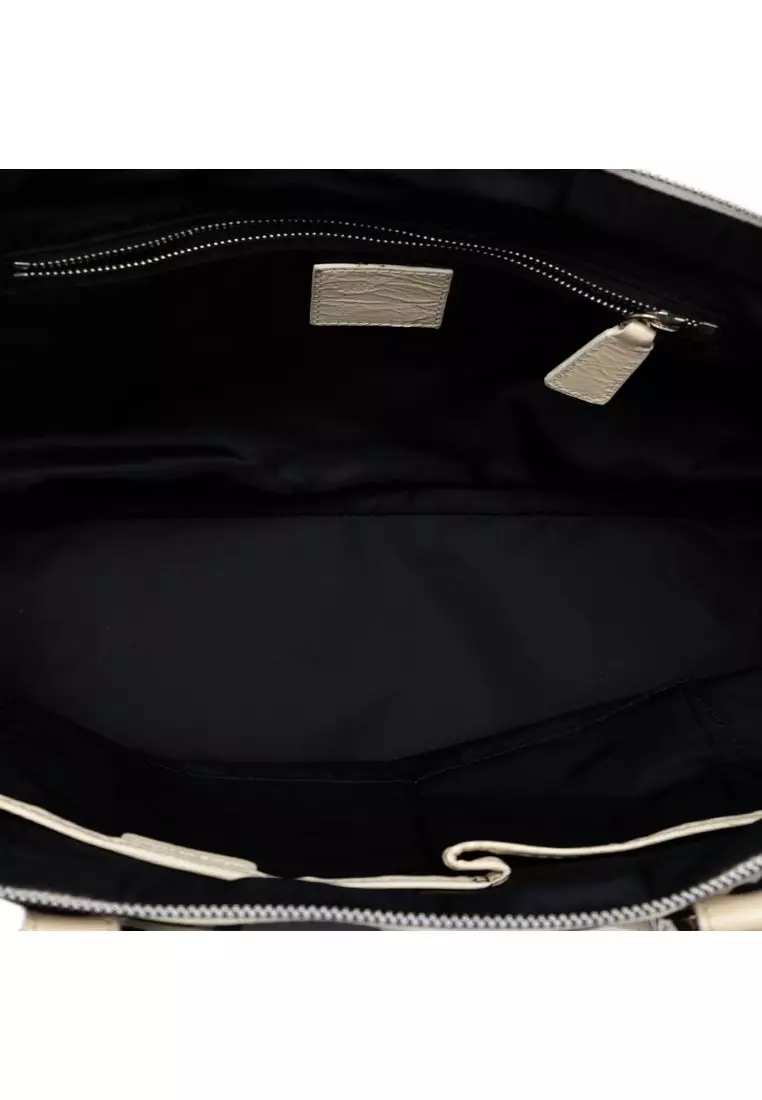 Pre-Loved Burberry Floral Beat Check Nylon And Patent Foley Satchel