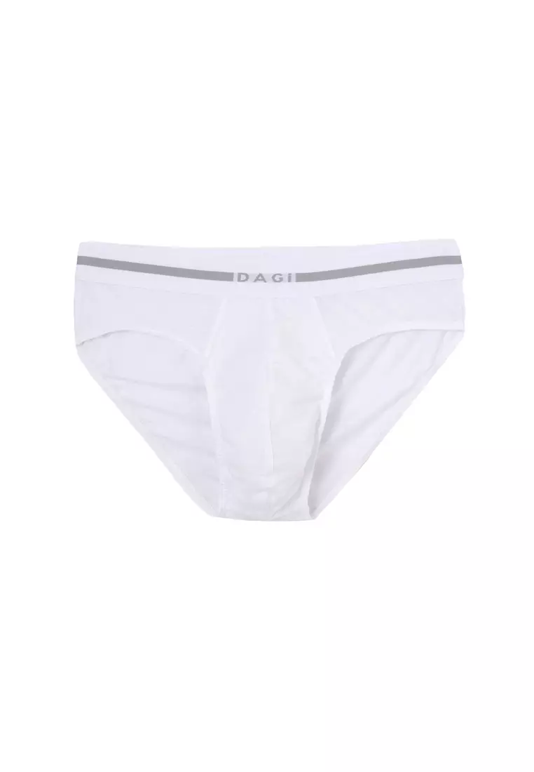 White Slip, Regular Fit, Elastic Waistband, Logo Print, Underwear for Men