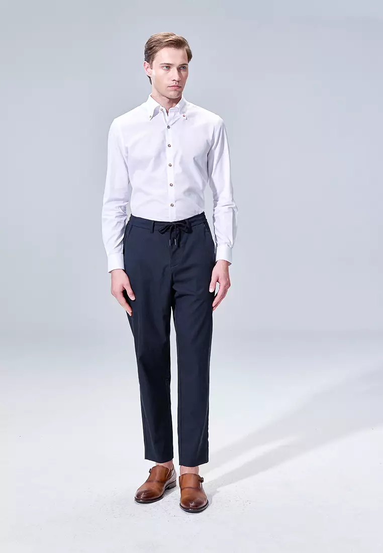 White Texture Slim Fit Shirt