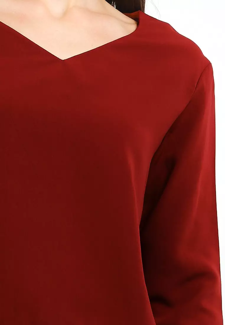 V-Neck Flowey Long Sleeve Blouse