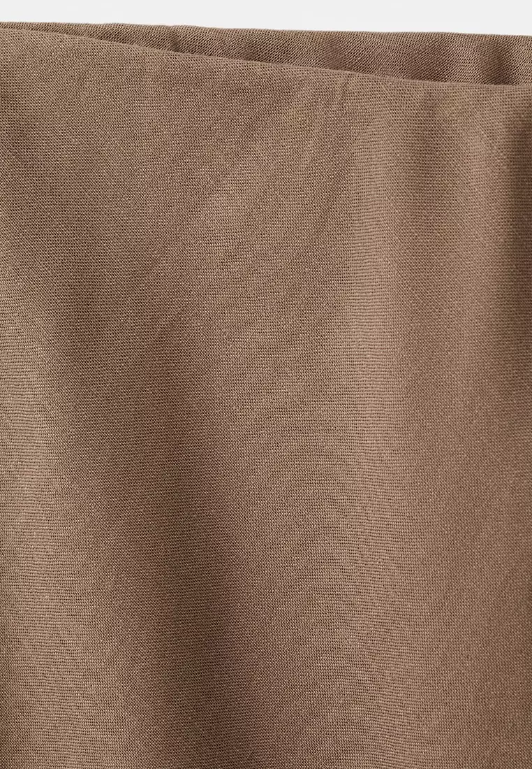 Linen-Blend Straight Skirt