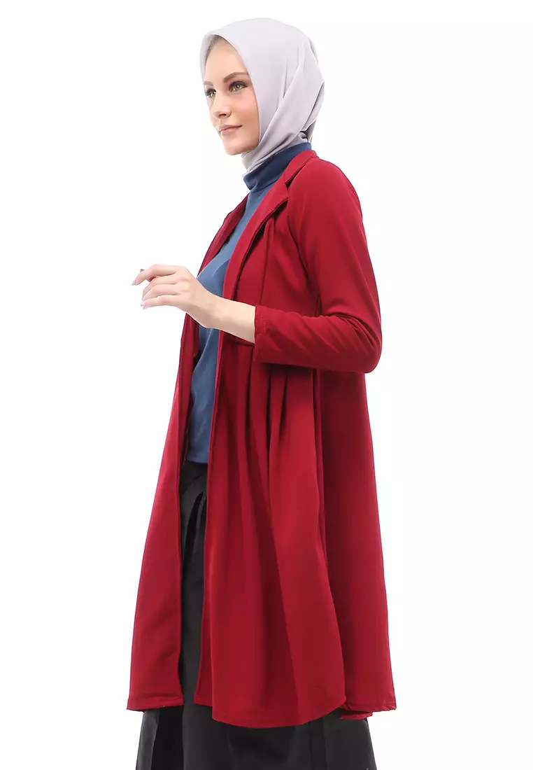 Elena Cardigan Polos Muslimah Atasan Wanita Relaxed Fit - Maroon