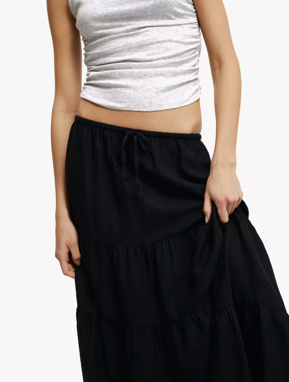 Cotton On -  Pakaian Wanita  - Haven Tiered Maxi Skirt - Black