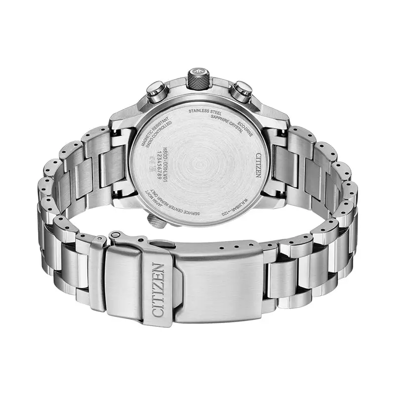 Jam Tangan Pria Citizen Promaster Sky AT8300-58E Eco Drive Chronograph Black Dial Stainless Steel Strap