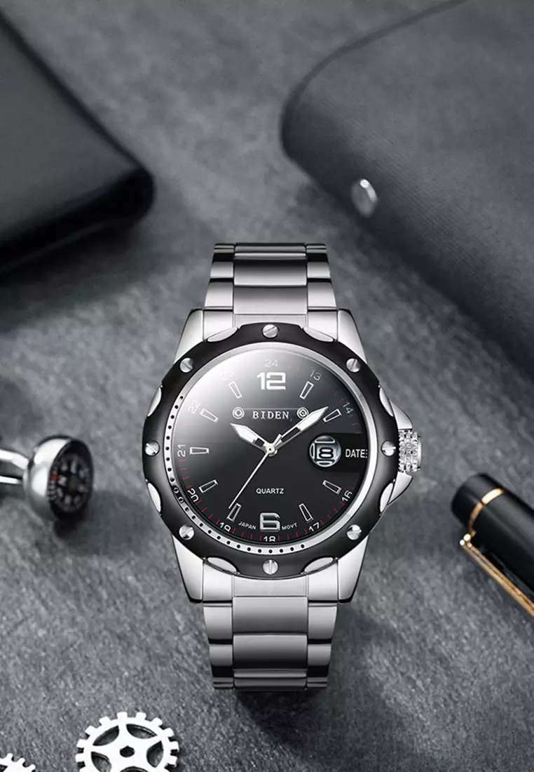 jam tangan pria Biden bisnis fashion sport stainless steel waterproof