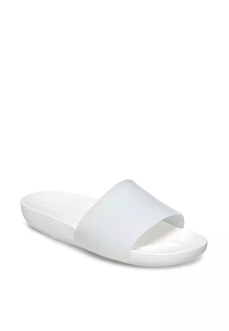 White slide on sandals sale