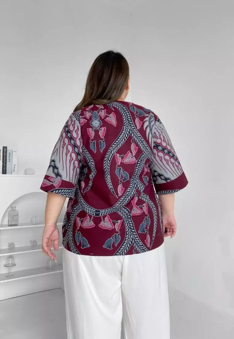 Plus Size Batik Top West Java Elisha Red