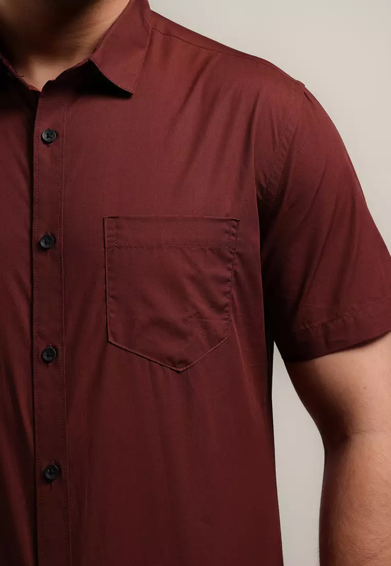 MOC Kemeja Lengan Pendek Pria PEDRIC-MAROON