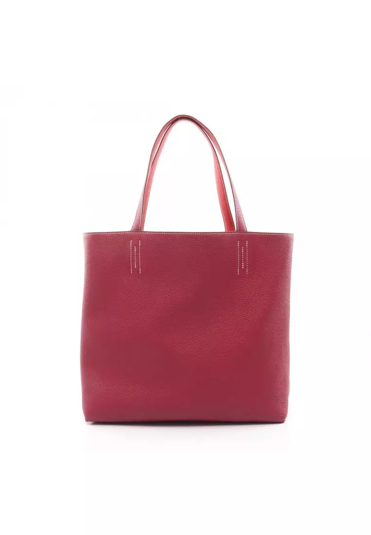 Pre-Loved Hermès double sense 45 bougainvillea Ruby Handbag tote bag Clemence leather pink Bordeaux reversible □JO刻印
