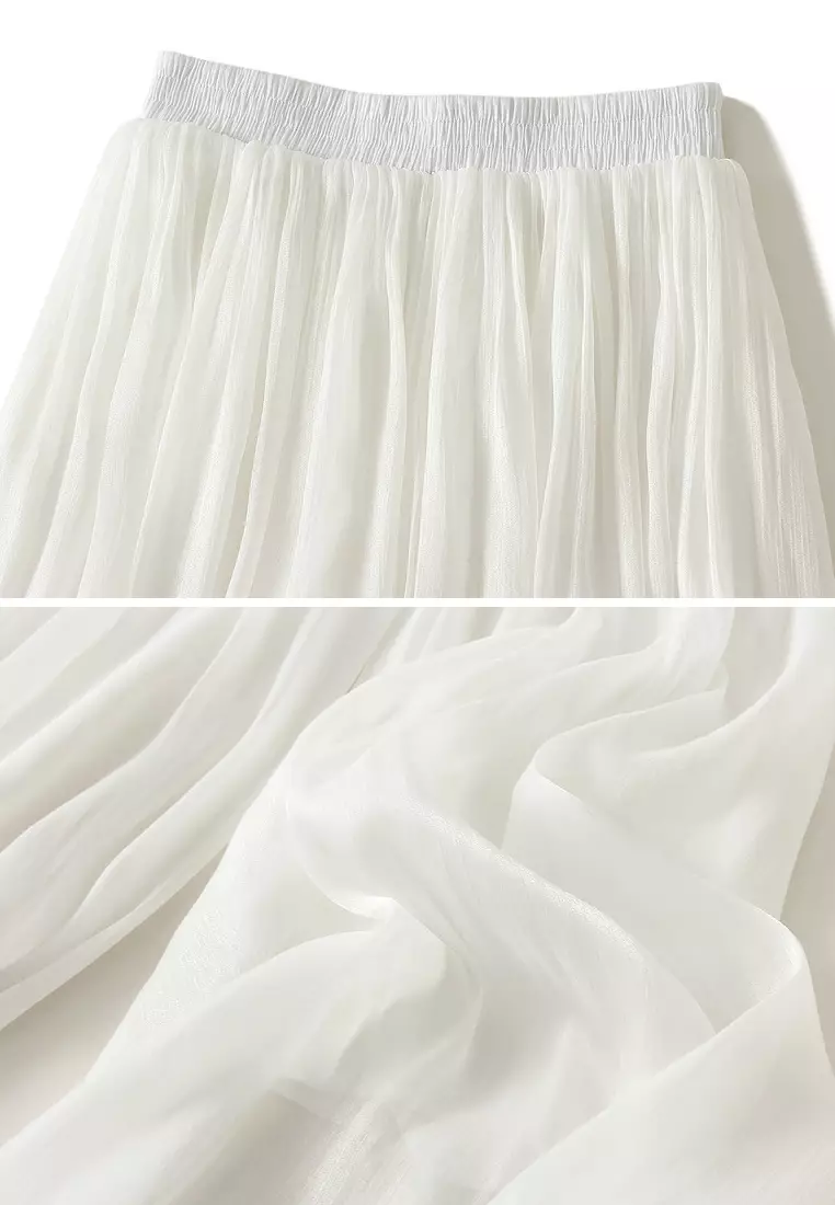 Pearlized Fabric Wide-leg Pants AF6806