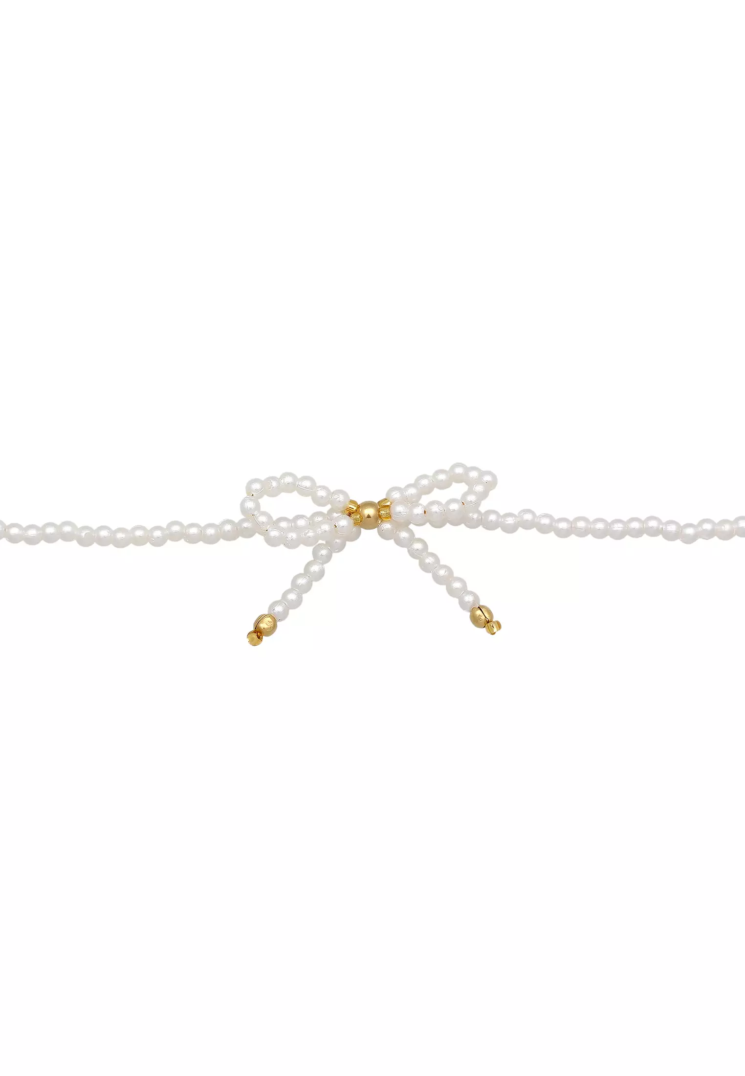 Necklace Choker Bow Trend Synthetic Pearls Gold Plated
