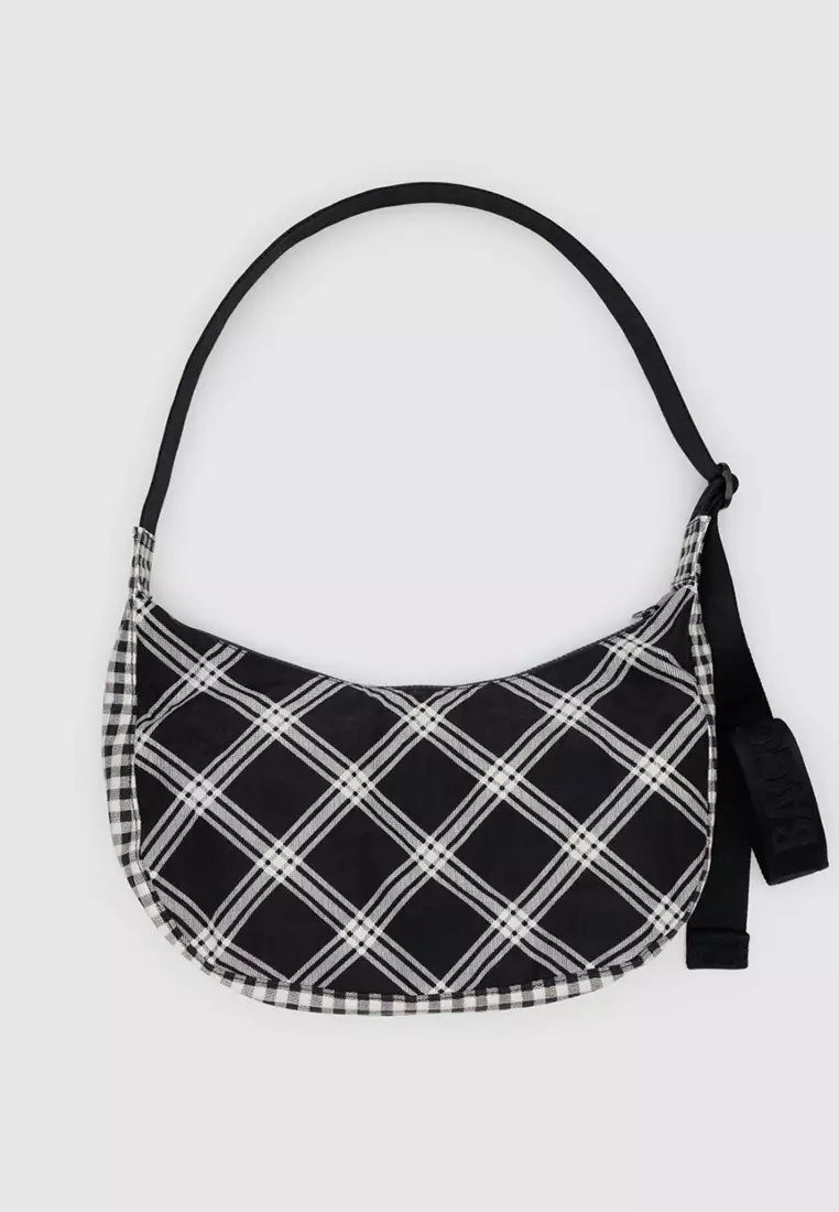 BAGGU - Medium Nylon Crescent Bag - Mixed Plaid