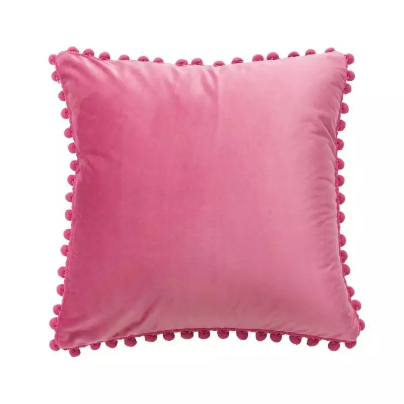 Pom Pom Velvet Cushion Cover (Rose pink)