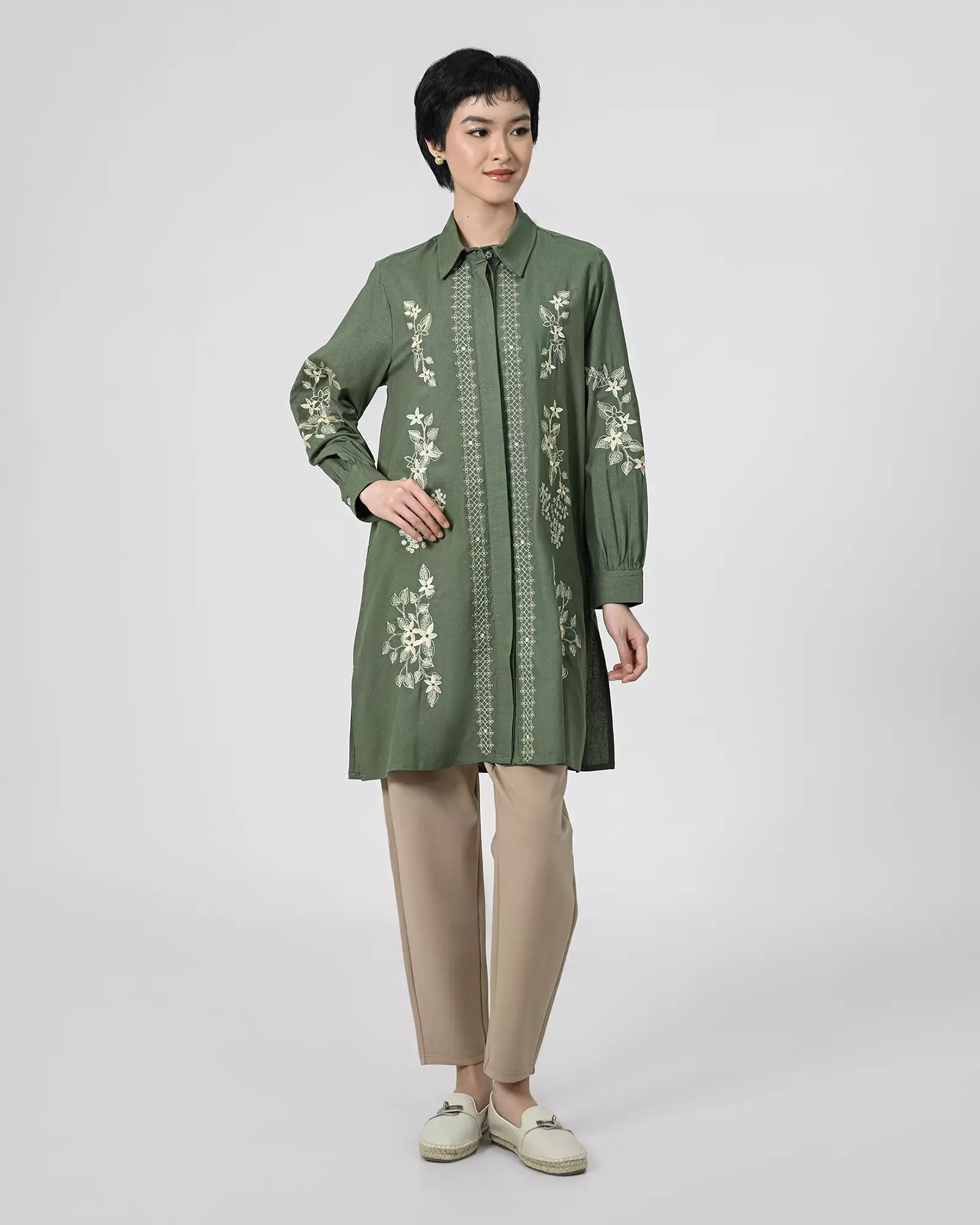 Geulis.id GLORIOSA LINEN TUNIC - ARMY