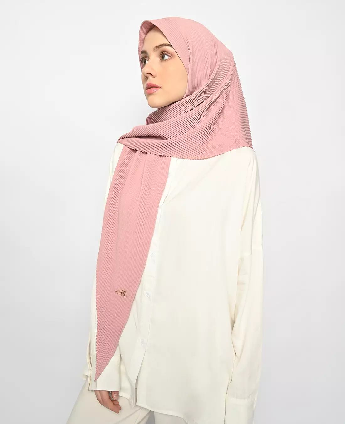 Suria Segitiga Instan Pleats Baby Pink