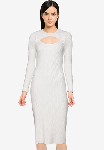Abercrombie u0026 Fitch Long Sleeves Cut Out Midi Sweater Dress | ZALORA  Malaysia
