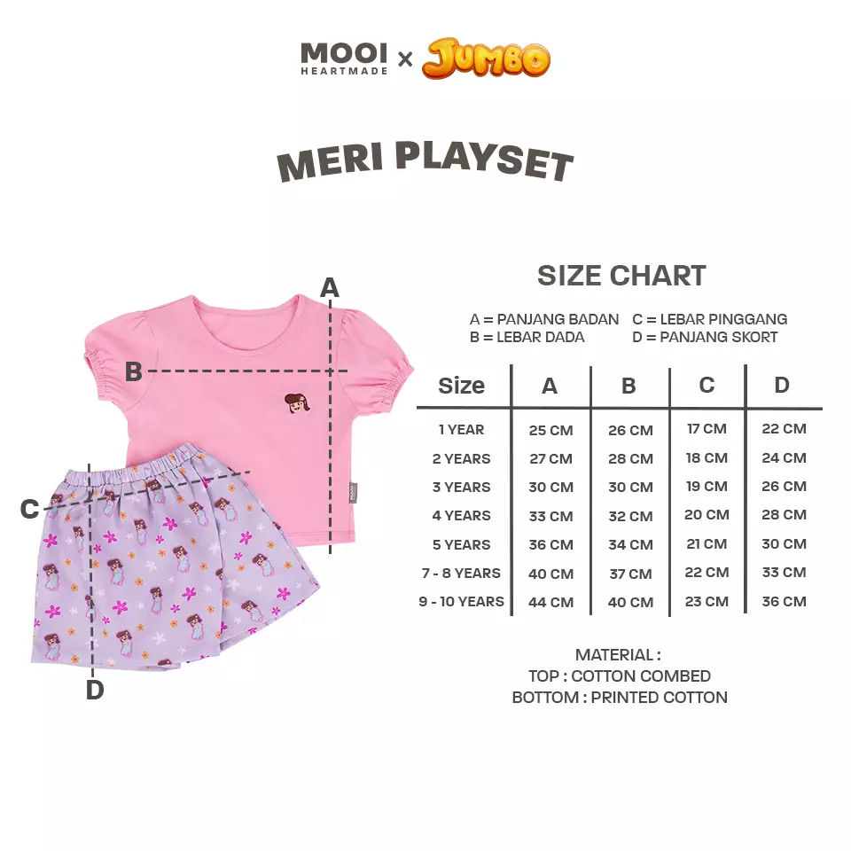 Mooi x Jumbo Setelan Anak Perempuan Meri Playset - Violet