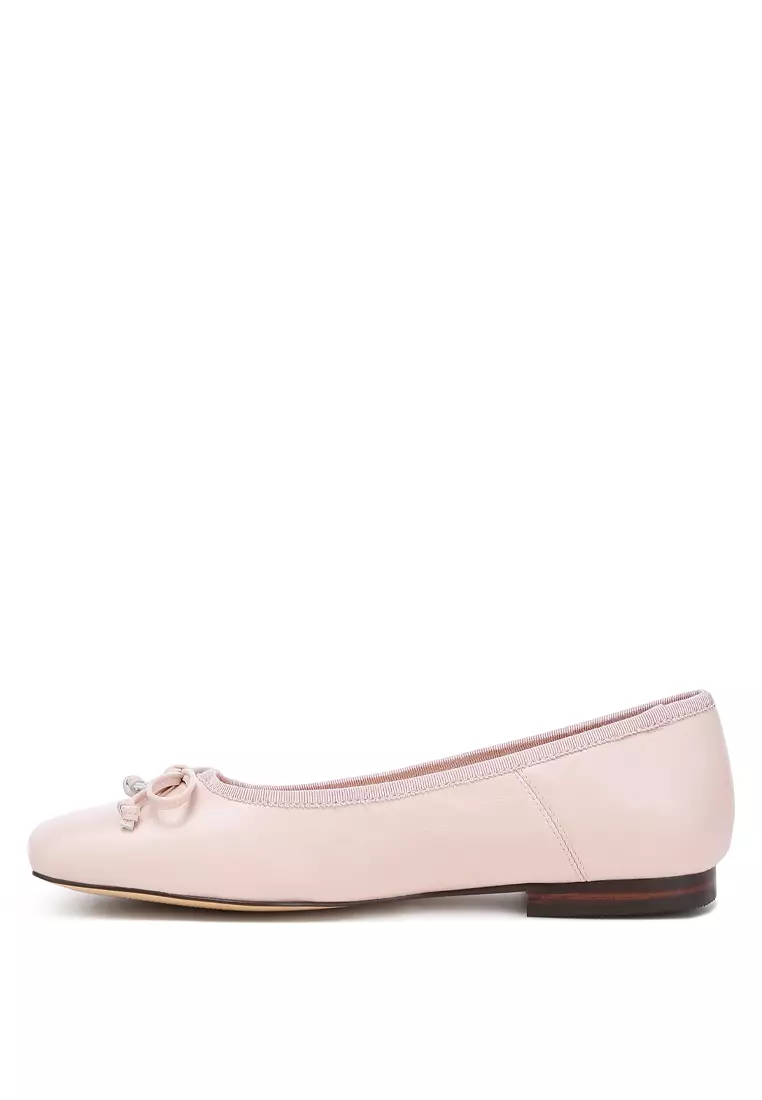 Square-Toe Bow Ballerinas in Pink