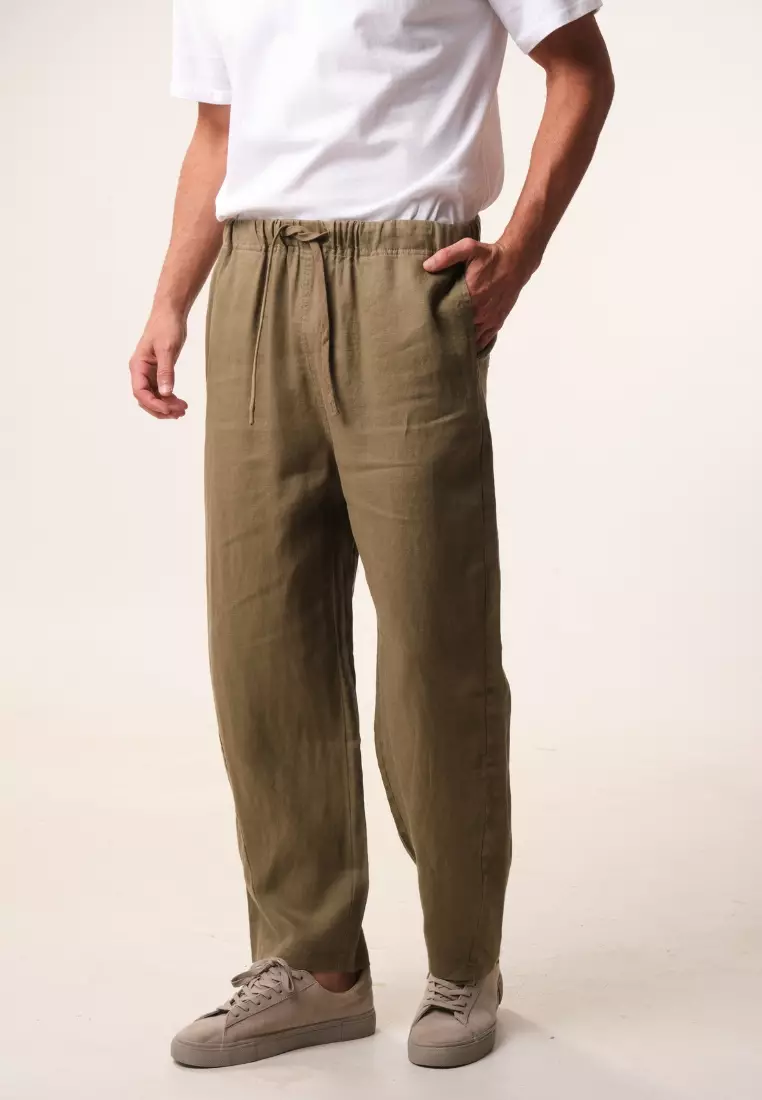 EAST INDIA COMPANY - LINEN LONG PANTS - Coffee