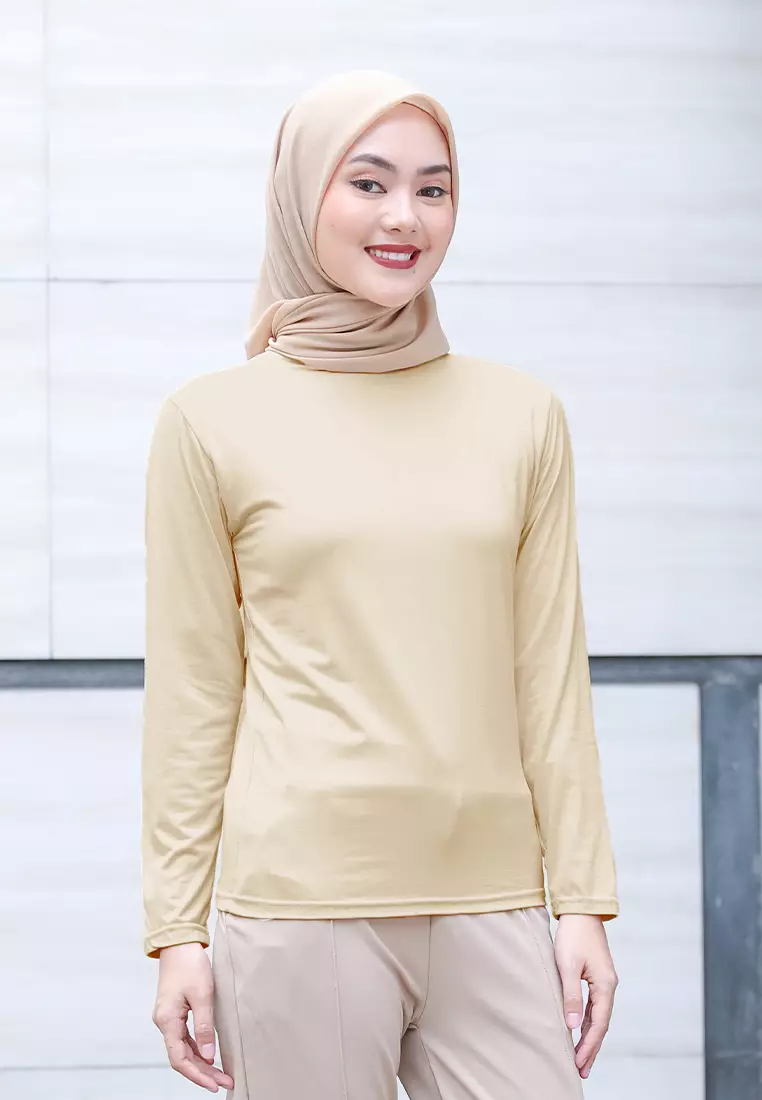Cotton Bee - Manset Lengan Panjang Aneisha Inner Rayon - Beige - XL 