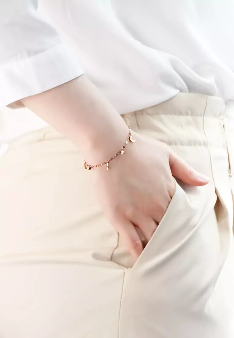 Celestial Moon And Stars With Zirconia Bracelet