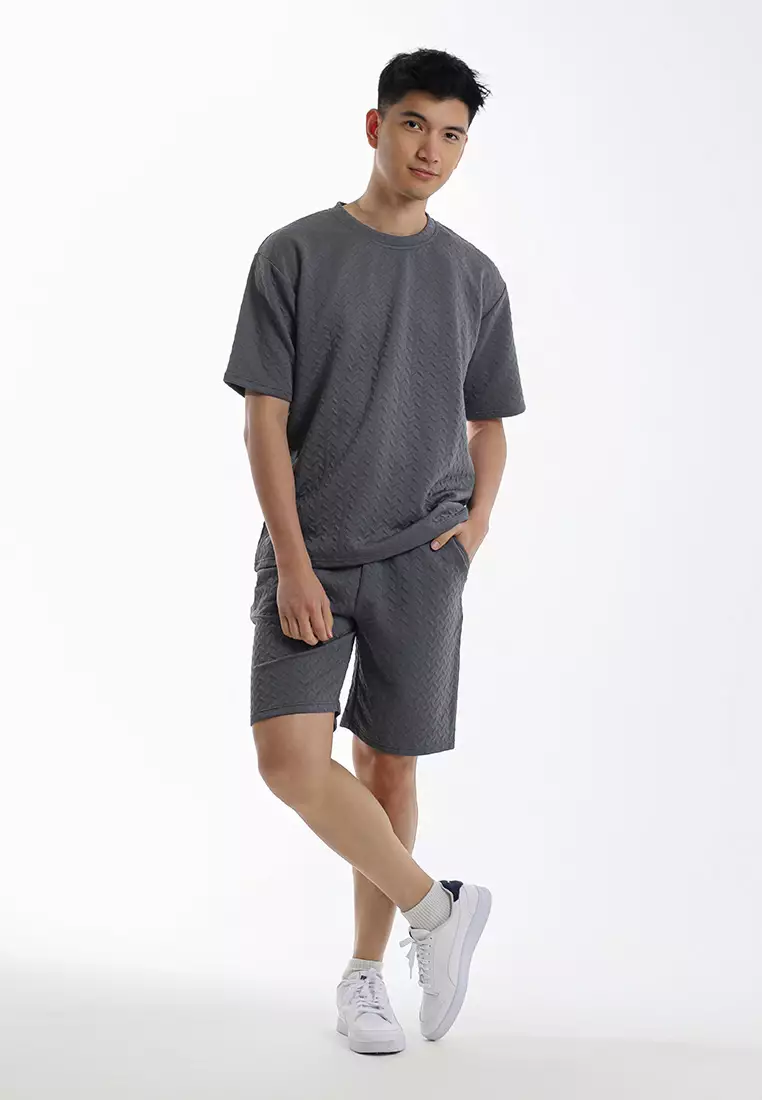 Forest Baju T Shirt Lelaki | Forest Jacquard Oversized T Shirt Men - c