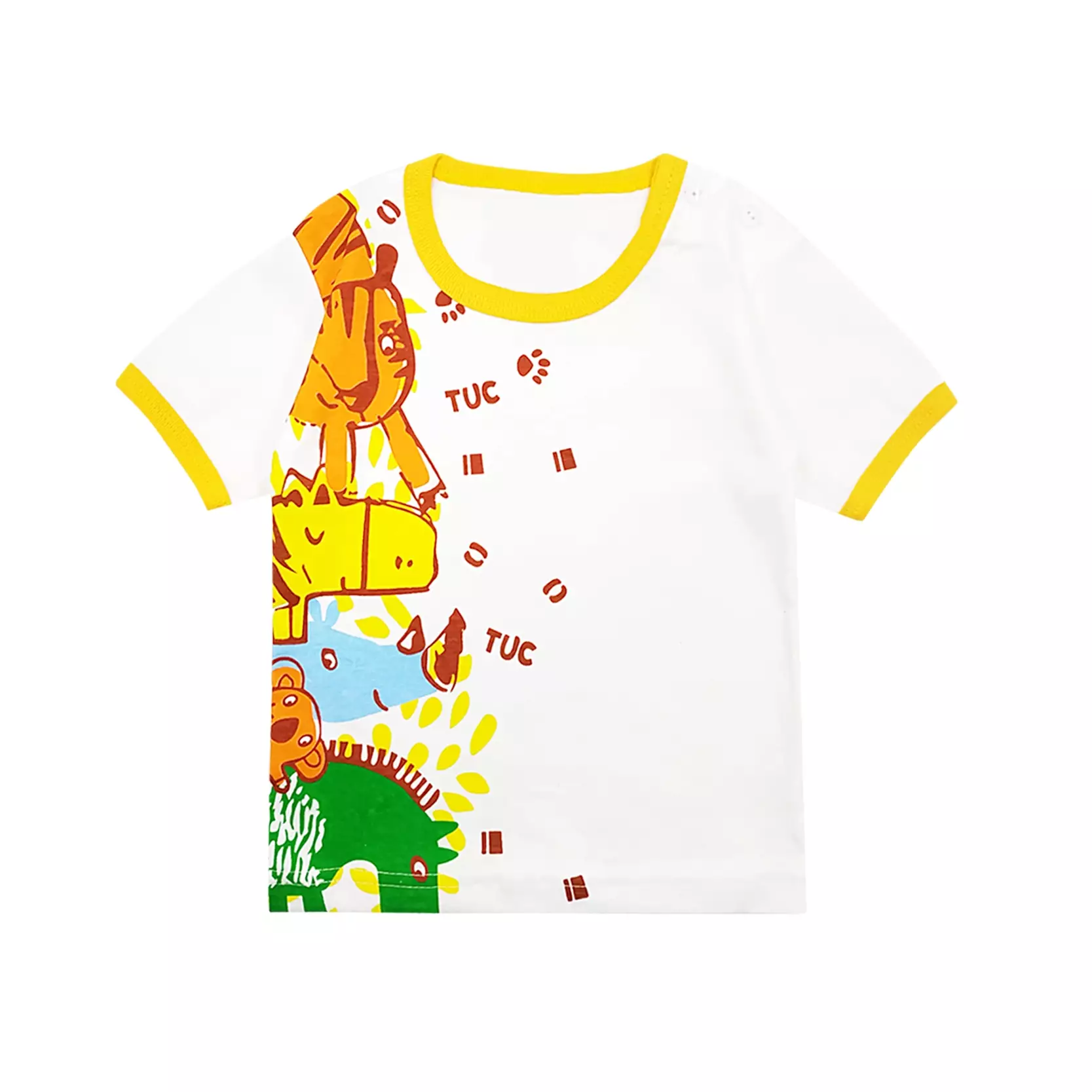Wakakids Baju Oblong Pendek Setelan Bayi Anak Laki Laki Usia 6 Bulan Hingga 12 Bulan Motif Tuc Tuc Animals 4057 Kuning