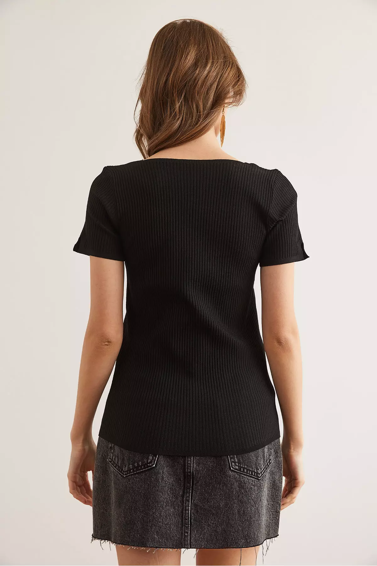 Women'S Black Collar And Sleeve Cutout Detailed Knitwear Blouse Blz- 19002884
