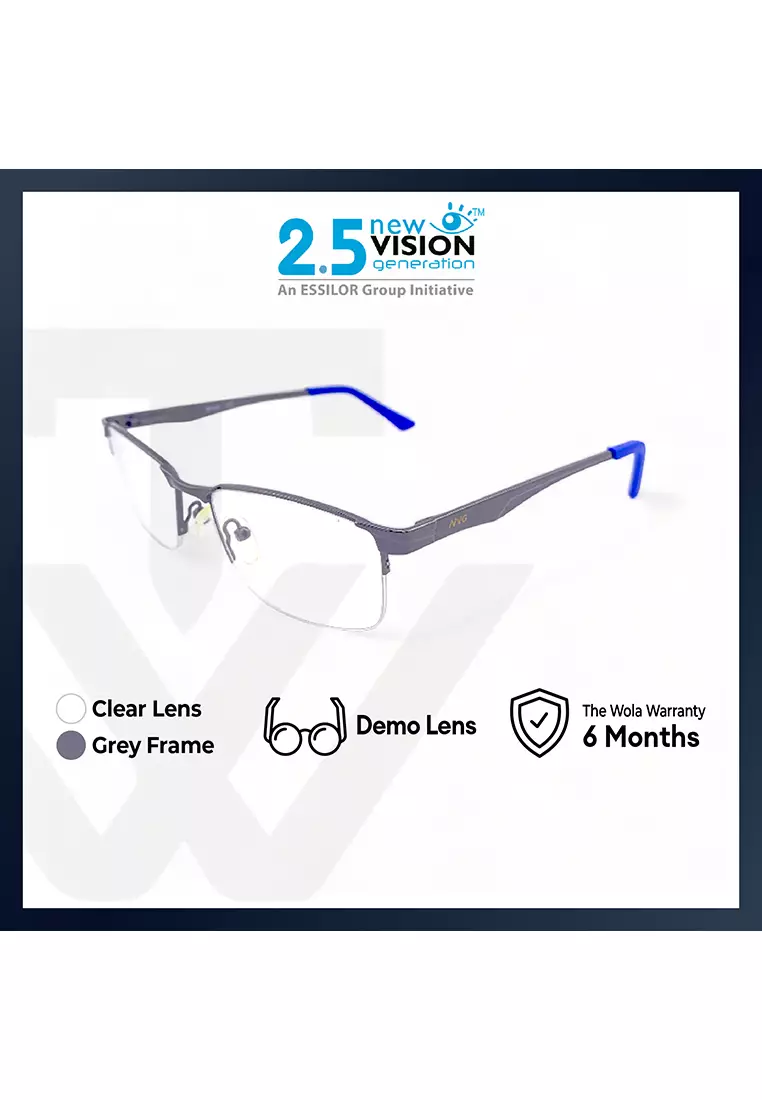 Nvg Nvg By Essilor Oph Men S Rectangle Frame Grey Metal